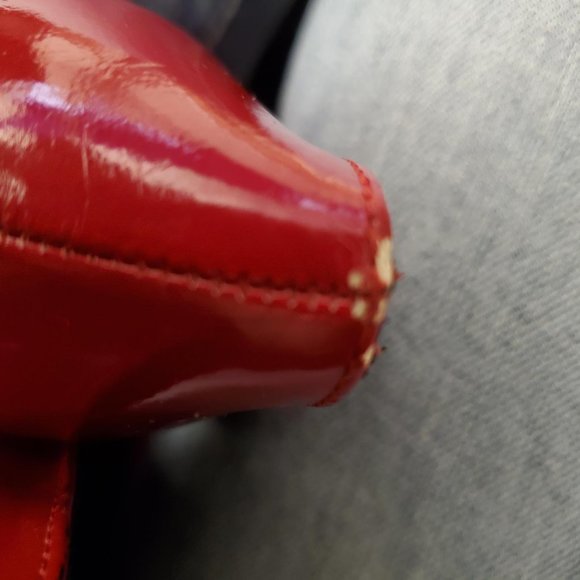 Qupid Red Patent Leather Peep Toe heels 8 1/2 - Picture 11 of 11